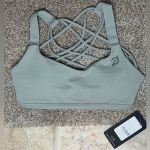 Lululemon/Peloton Light Gray/Green Sports Bra - Size 2